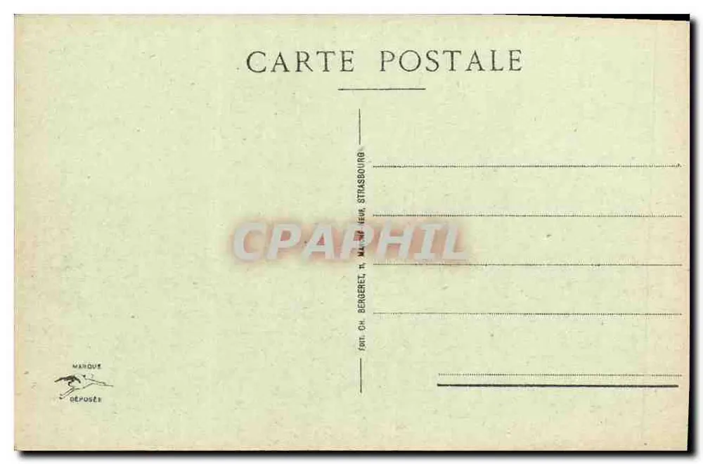 Strasbourg - Place Gutenberg — Panoramablick mit Gebäuden und Markt — Verlag Oh. Bergeret, n° 399 - Rückseite
