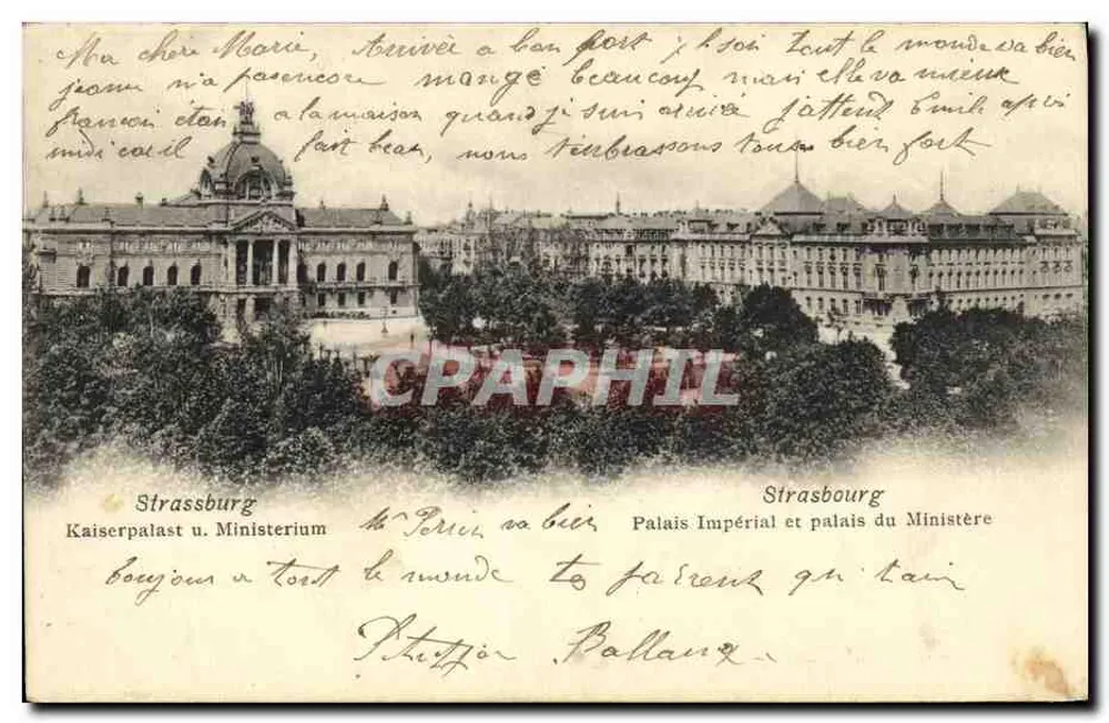 Straßburg — Kaiserpalast und Ministerpalast — Verlag: Felix Lüth, Straßburg - Vorderseite