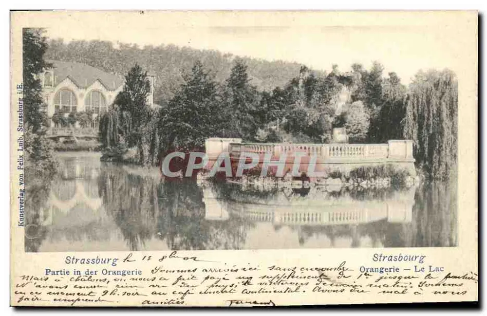 Straßburg - Orangerie - Der See — Kunstverlag von Felix Laub, Straßburg, n°1580 - Vorderseite