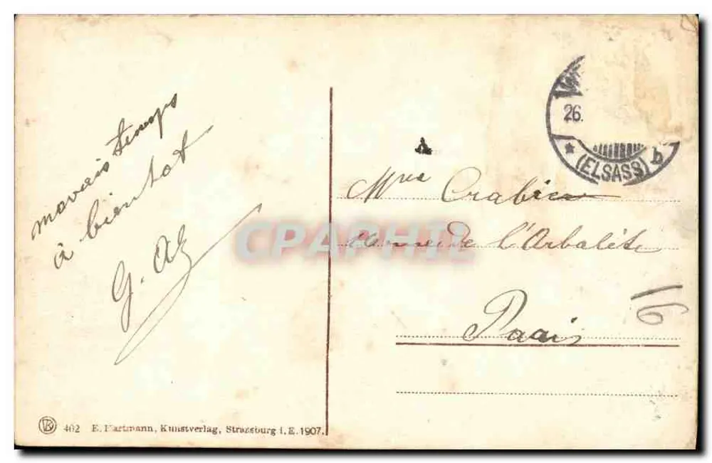 Strasbourg i. E. Münster — La Cathédrale — E. Fartmann, Kunstverlag, Strasbourg i. E. 1907. - Verso