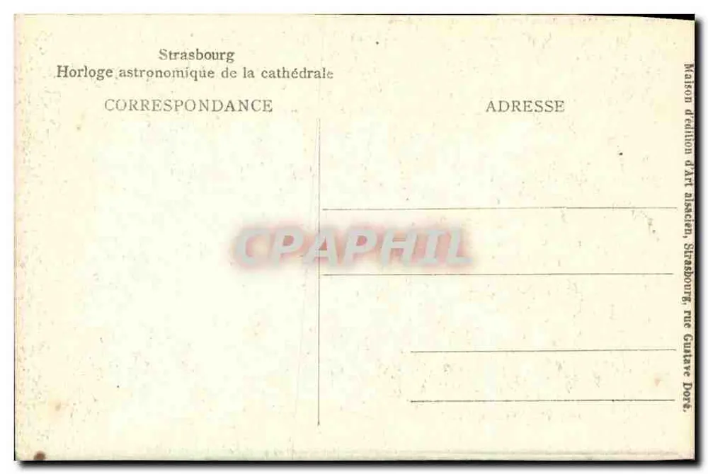 Straßburg — Astronomische Uhr der Kathedrale — Maison d'édition d'Art alsacien - Rückseite