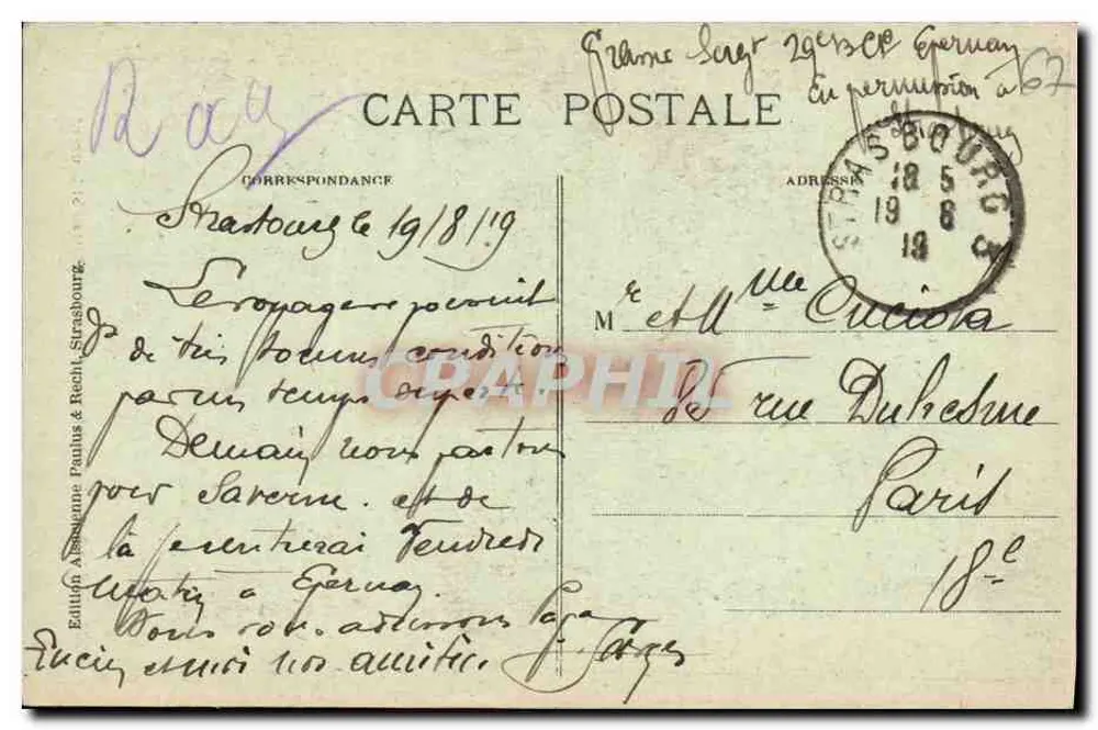 Strasbourg (Bas-Rhin) - Kathedrale - Portal Saint-Laurent — Verleger: Édouard Alexandre Paulus & Reich, n° 1008 - Rückseite