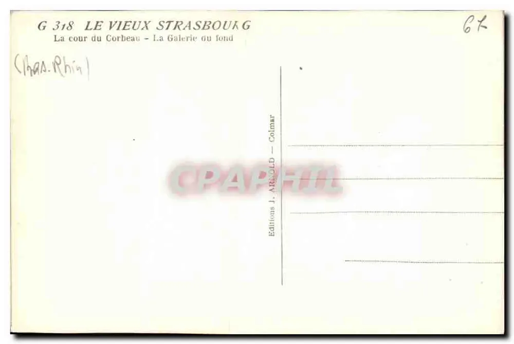 Cour do Corvo — Estrasburgo — Edições J. Arnold, Colmar - Verso