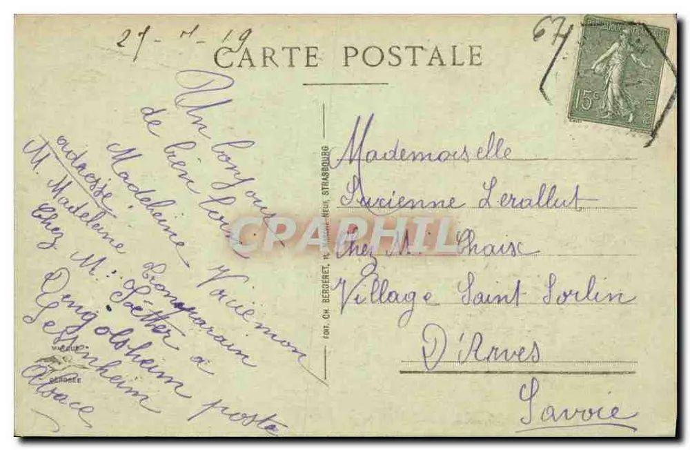 Strasbourg — Igreja e Quai Saint-Thomas — Fot. Ch. Bergeret - Verso
