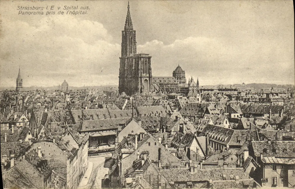Strasbourg. Panoramablick vom Krankenhaus — Kunstverlag E. Hartmann, Serie VIII 42 - Vorderseite