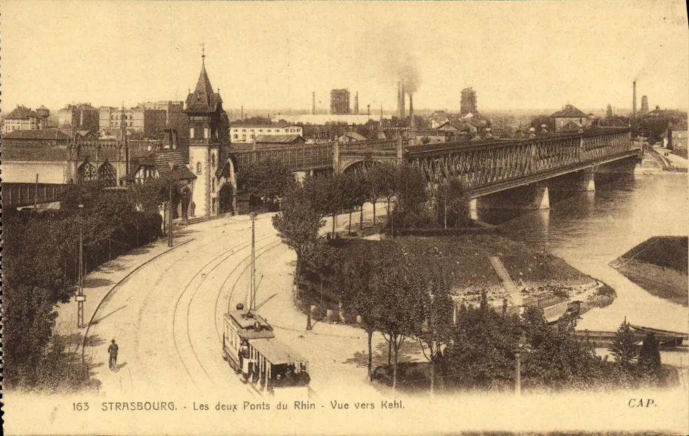 Straßburg - Die beiden Rheinbrücken - Blickrichtung Kehl. - CAP. - N° 163 - Vorderseite