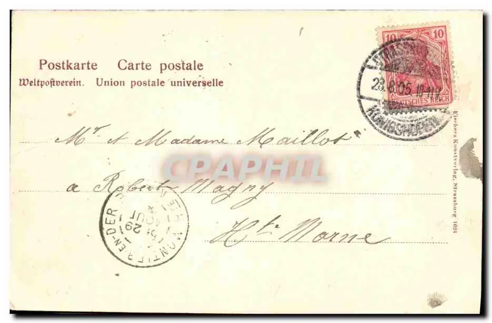 Strasbourg i. Els. — Catedral — União Postal Universal - Verso
