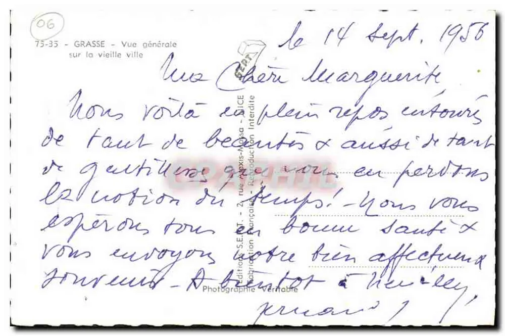 Grasse — Allgemeiner Blick auf die Altstadt — Edition S.E.N.T. - 2, rue Aixis-Massa - Rückseite