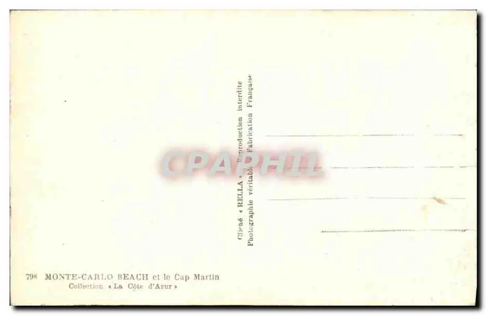 Praia de Monte-Carlo e o Cabo Martin — Coleção « La Côte d'Azur » — Editor Rella - Verso