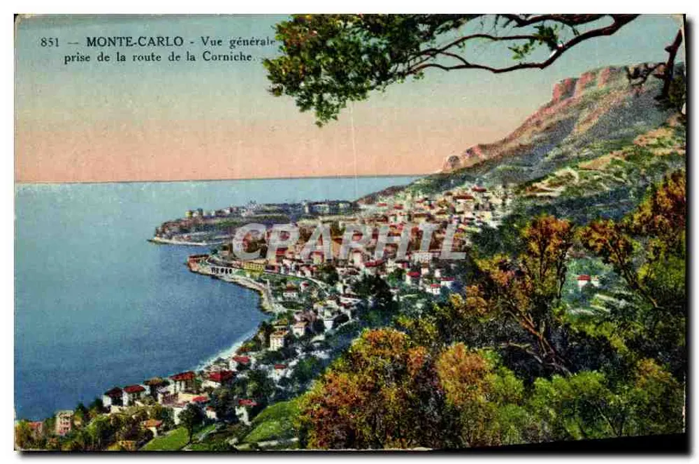 Monte-Carlo — Allgemeiner Blick von der Cornichestraße — Ansichtskarten-Ausgabe von Bulletta & Cie, Nr. 851 - Vorderseite