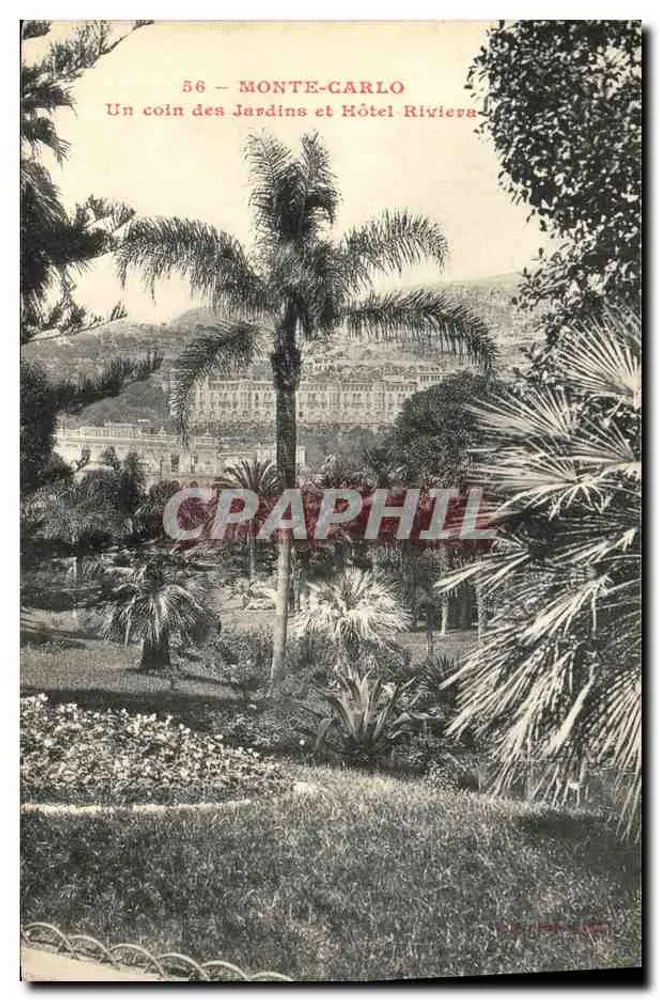 Monte-Carlo — Ein Stück der Gärten und des Hotels Riviera — Serie 56 - Vorderseite