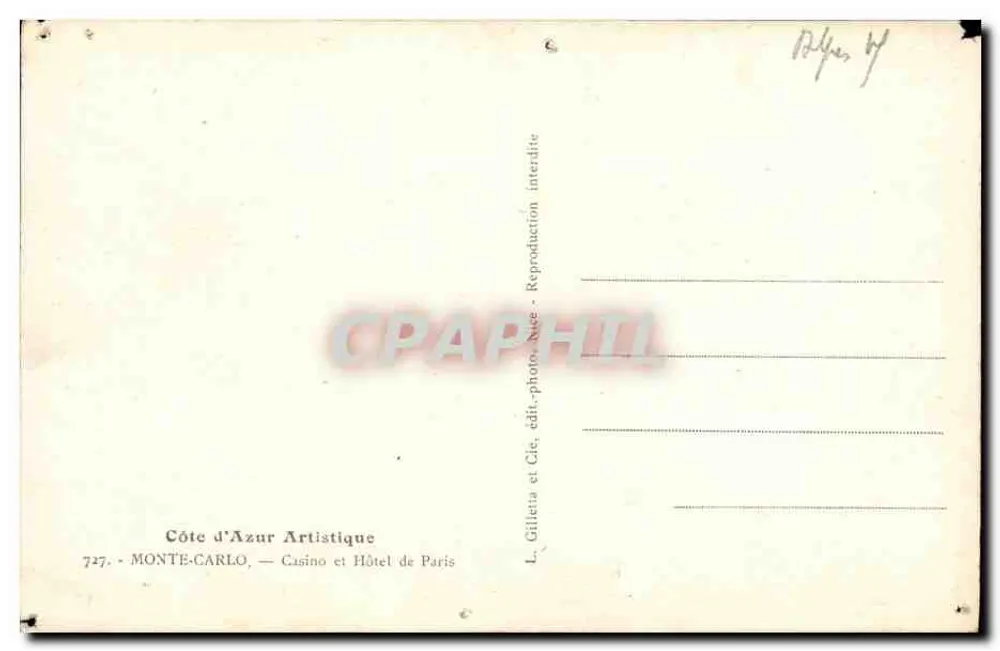 Monte-Carlo — Casino und Hôtel de Paris — Gilletta - Rückseite