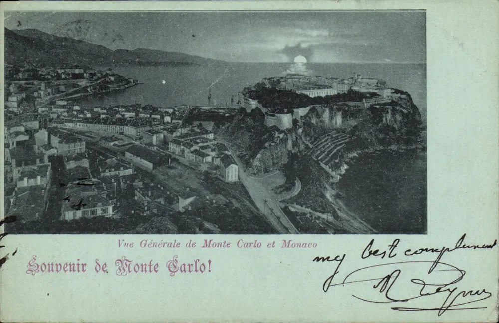 Visão geral de Monte Carlo e Mônaco — lembrança — editor não visível - Frente