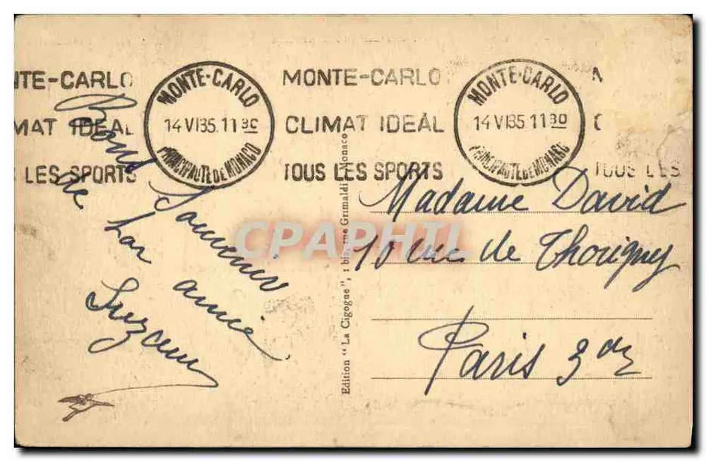 Monte-Carlo-Beach — Vista geral — Edição 'La Cigogne', n°191 - Verso