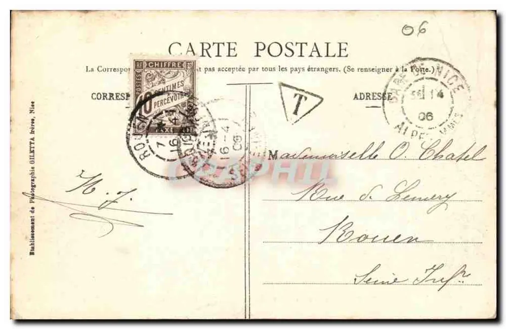 Monte-Carlo — Ansicht des Café de Paris, der Gärten, des Riviera Palace — Edition Gilotta, photo., Nizza, Nr. 709 - Rückseite