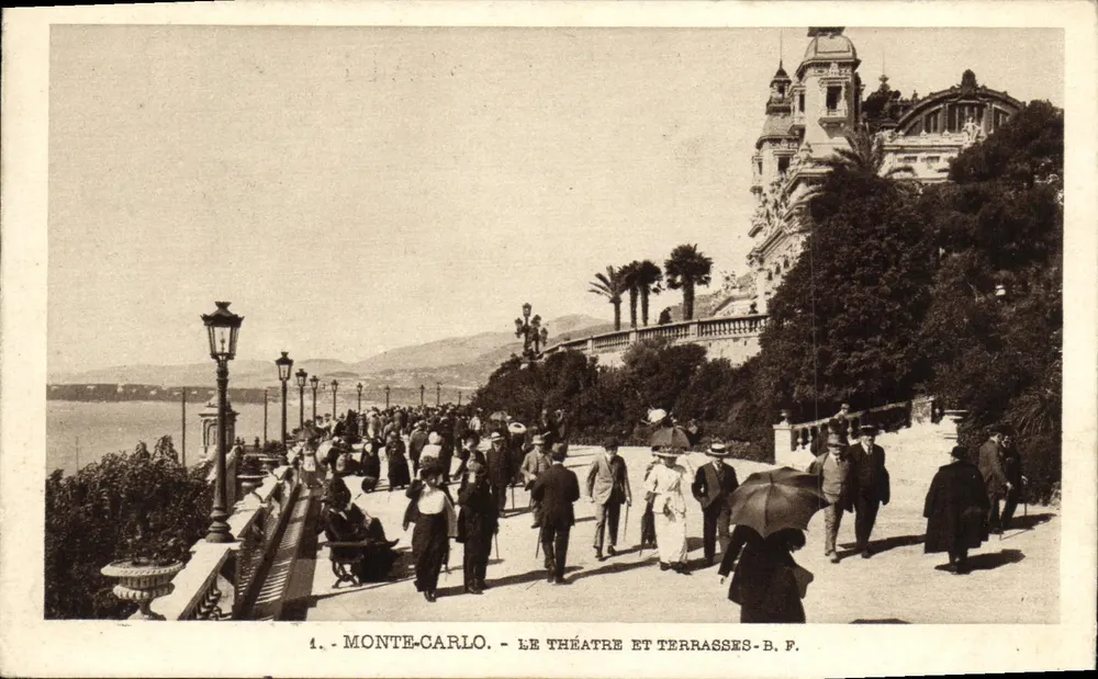 Monte-Carlo — Ansicht des Theaters und Terrassen — B.F. — n°4 - Vorderseite