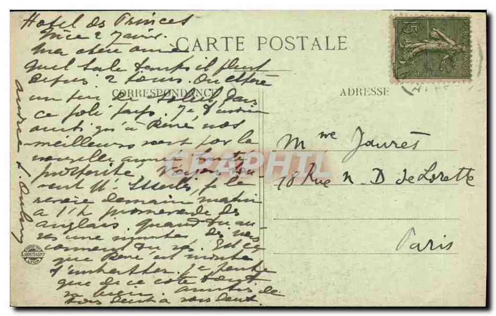 Monte-Carlo — Ansicht des Theaters und Terrassen — Verlag Baylons Frères, Nice, Nr. 114 - Rückseite