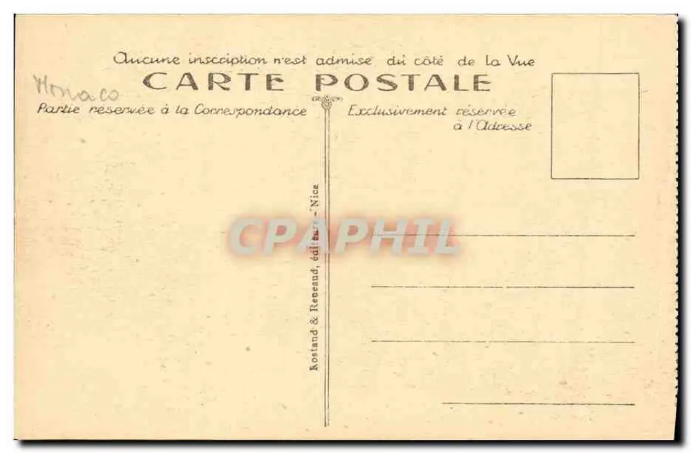 Monte-Carlo — Das Casino, die Terrassen und der Cap Martin — Rosstand & Renéaud, Verlag Nice, n°10 - Rückseite