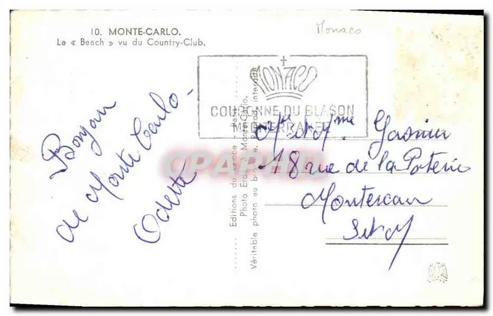 Der « Beach » von der Country-Club aus gesehen — Monte-Carlo — Éditions du Prince, Monaco - Rückseite