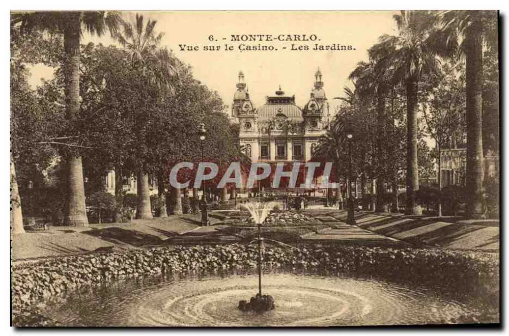 Monte-Carlo — Aussicht auf das Casino. Die Gärten. — Rostand & Renéand, Nizza, n°6 - Vorderseite