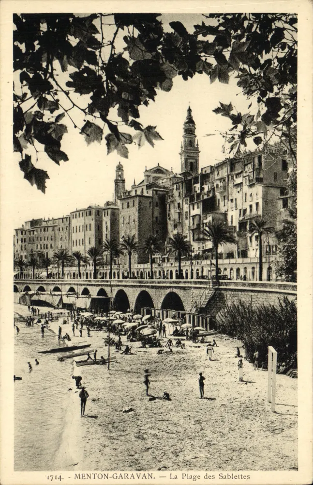 Menton-Garavan — A Praia das Sablettes — Editor La Cigogne, Nice - Frente