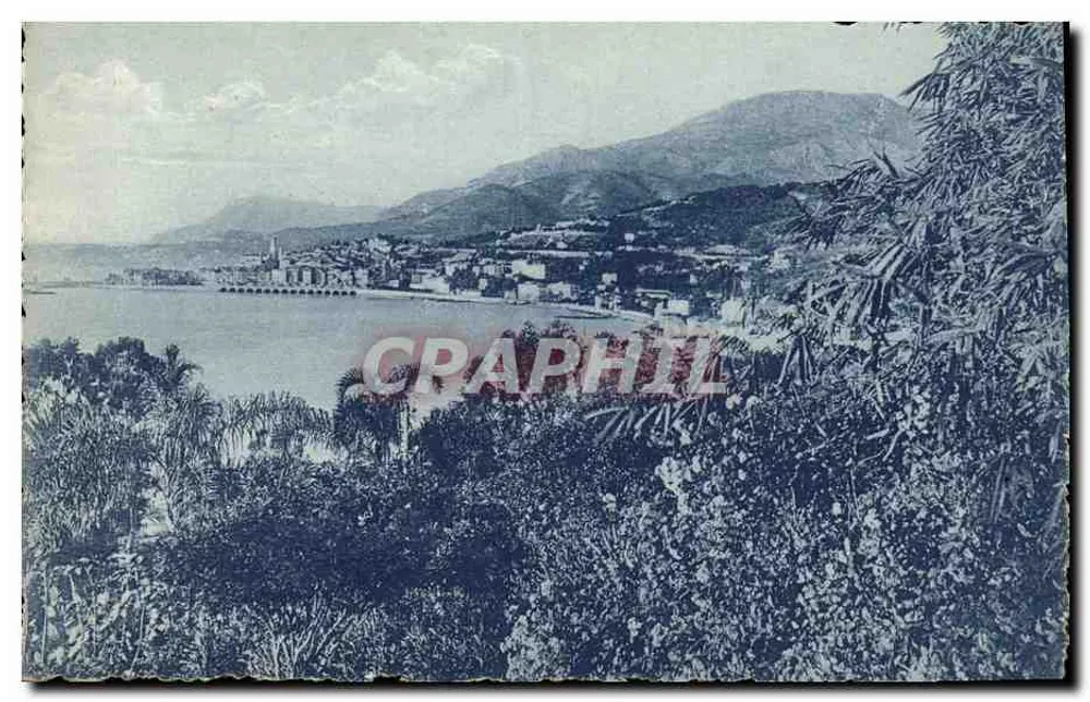 Menton vista dos Jardins de Garavan — Editado pela Académie Nationale des Opérateurs — n°12 - Frente