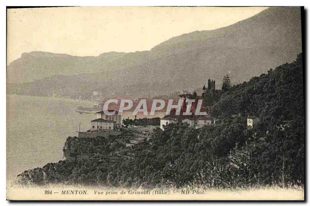 Menton — Vista tirada de Grimaldi (Itália) — ND Phol. n°994 - Frente