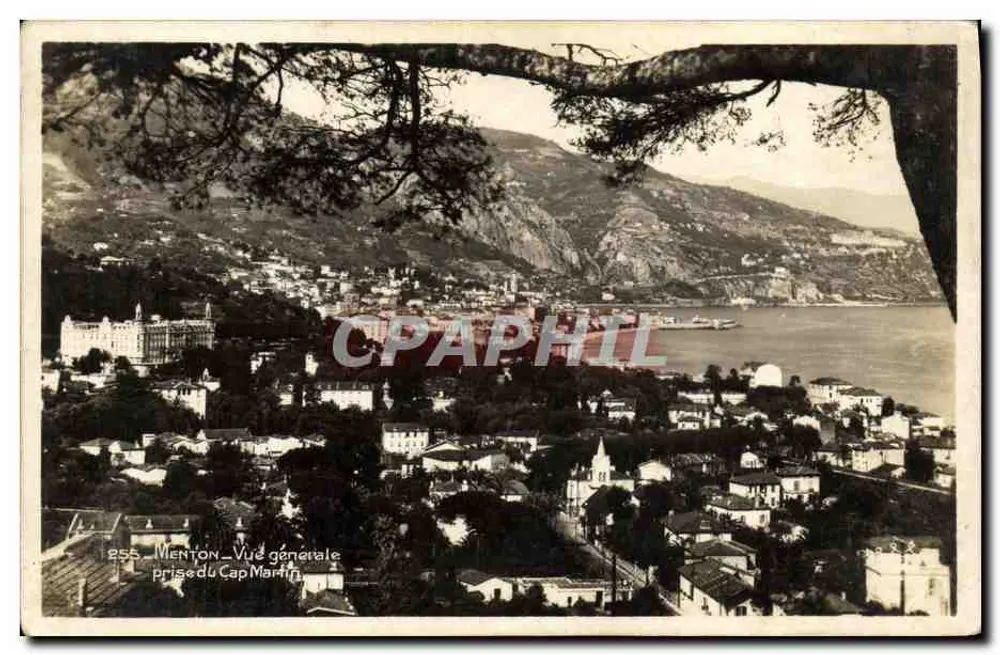 Menton — Visão geral tirada do Cap Martin — Edições D'Art Munier - Frente