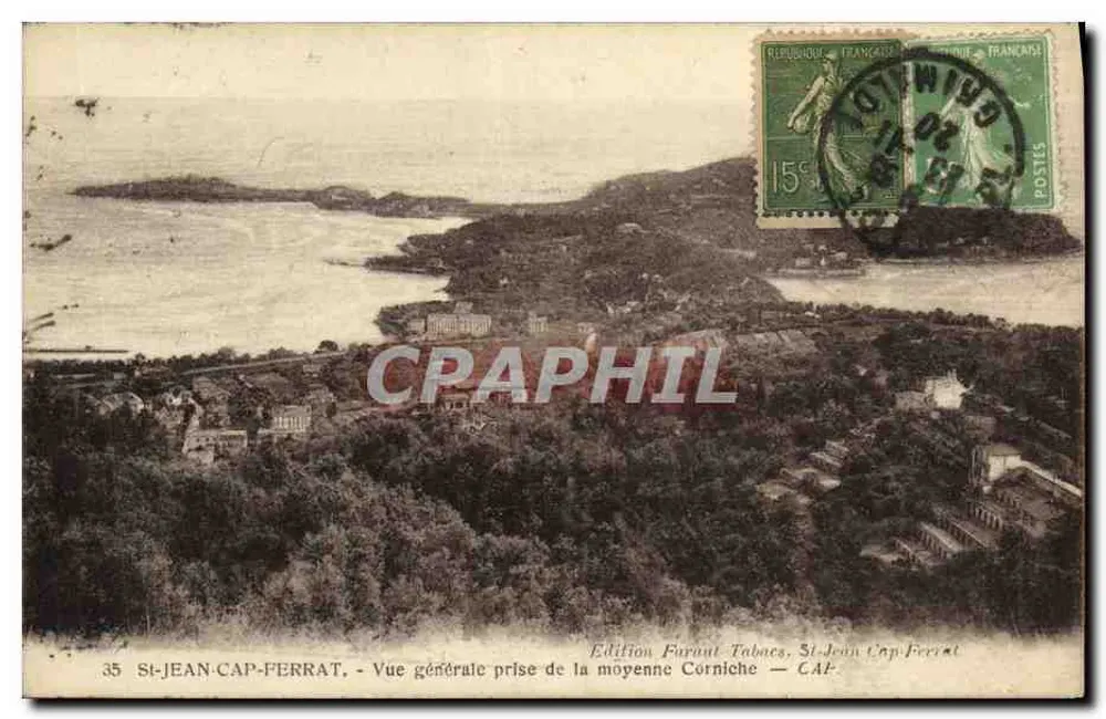 St-Jean-Cap-Ferrat — Allgemeiner Blick von der mittleren Corniche — Edition Furaut Tabacs - Vorderseite