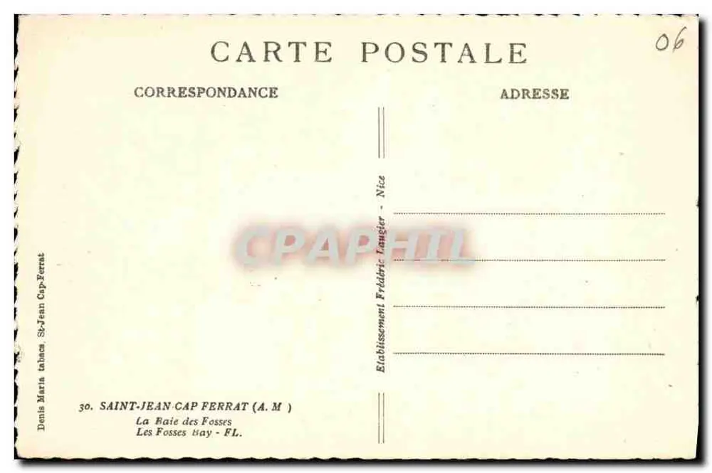 Saint-Jean-Cap-Ferrat — Baie des Fosses — Verlag Denis Maria - Rückseite