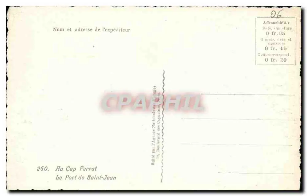 Der Hafen von Saint-Jean — Cap Ferrat — Verlag der Nationalen Verlagsagentur - Rückseite