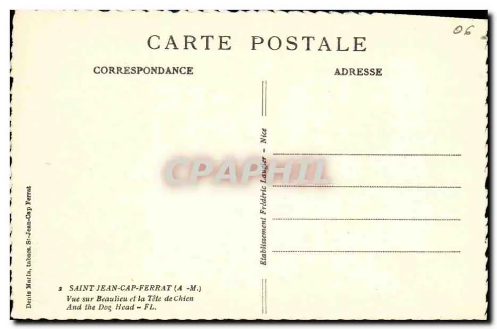 Saint-Jean-Cap-Ferrat — Ansicht von Beaulieu und der Dog Head — Établissement Frédéric Langer - Rückseite