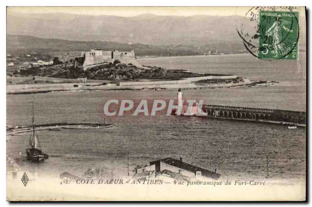 Côte d'Azur - Antibes — Panoramablick auf Fort-Carré — Verlag Drucker 06 - Vorderseite