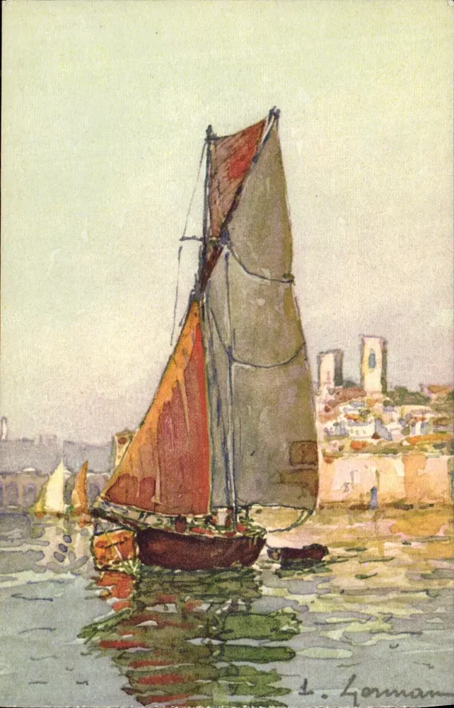 Antibes (França) — Tartanes na sombra — L. Gorman - Frente