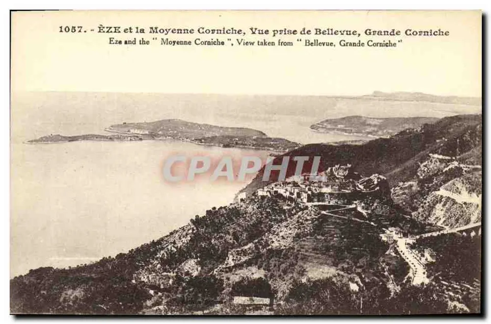 Èze und die Mittlere Corniche — Aufnahme von Bellevue, Grande Corniche — R.C. Nice 290 - Vorderseite