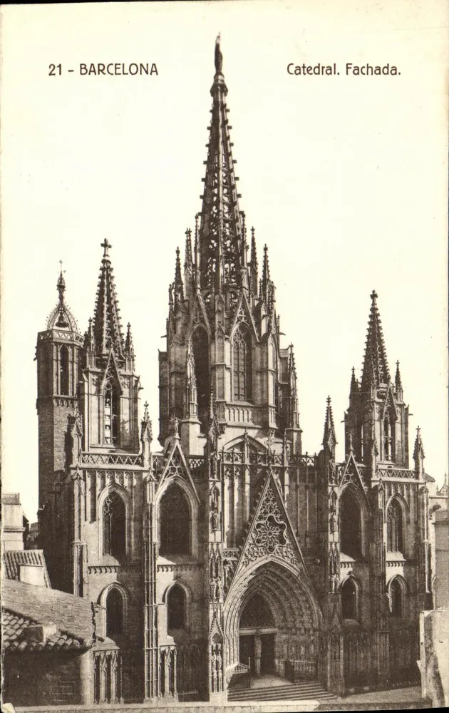 Barcelona — Catedral, fachada — Tarjetas Postales Barcelona - Frente