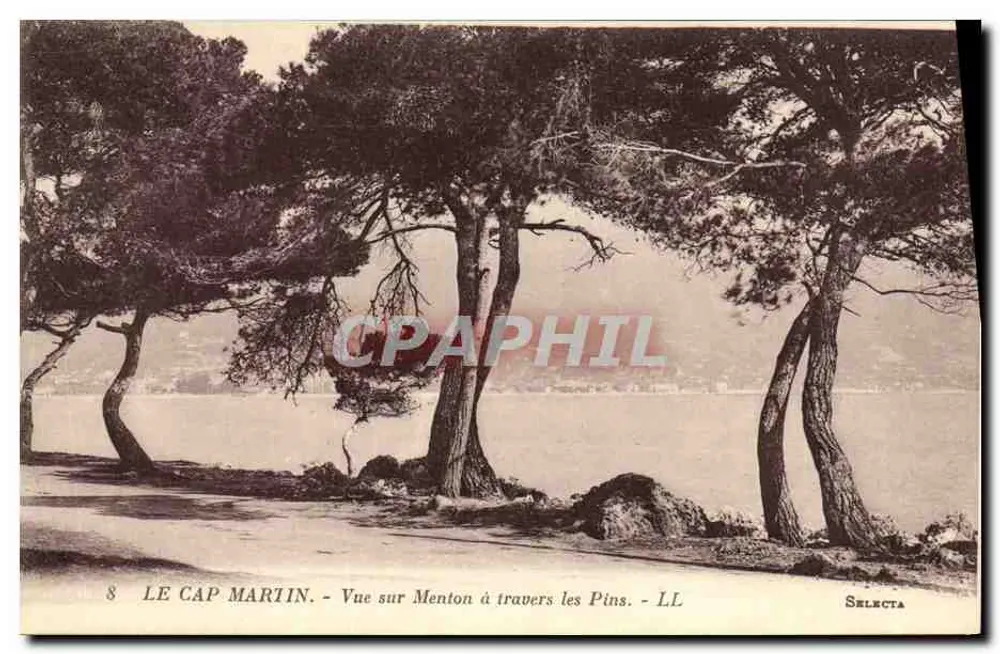 Cap Martin - Ansicht von Menton durch die Kiefern - Selecta - Vorderseite