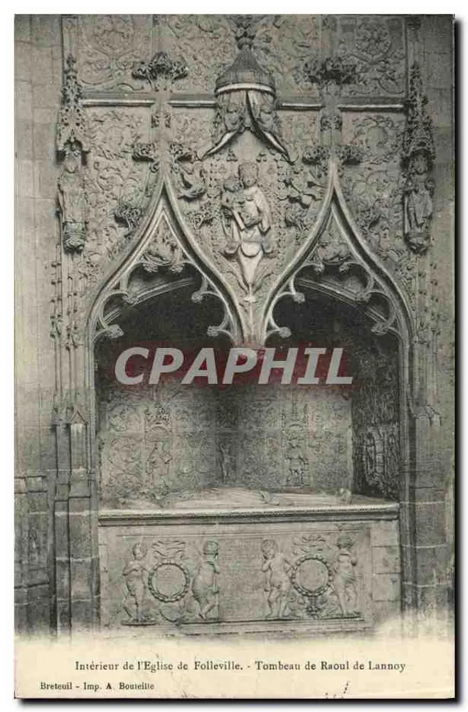 Innenansicht der Kirche von Folleville — Grabmal von Raoul de Lannoy — Imp. A. Bouteille - Vorderseite