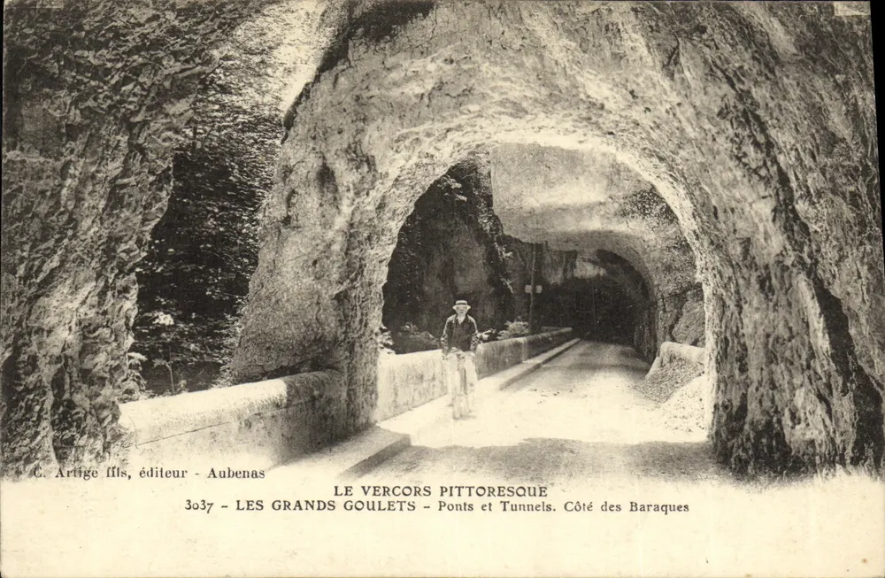 Les Grands Goulets - Pontes e Túneis. Lado das Baraques — O Vercors pitoresco — C. Artige filho, editor - Aubenas, n°3037 - Frente