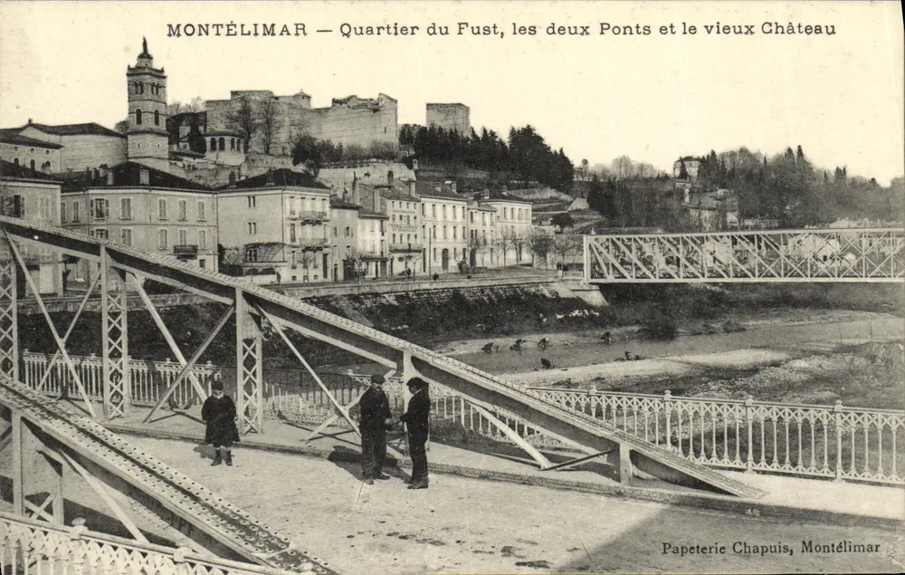 Montélimar — Viertel Fust, die beiden Brücken und das alte Schloss — Papeterie Chapuis, Montélimar - Vorderseite