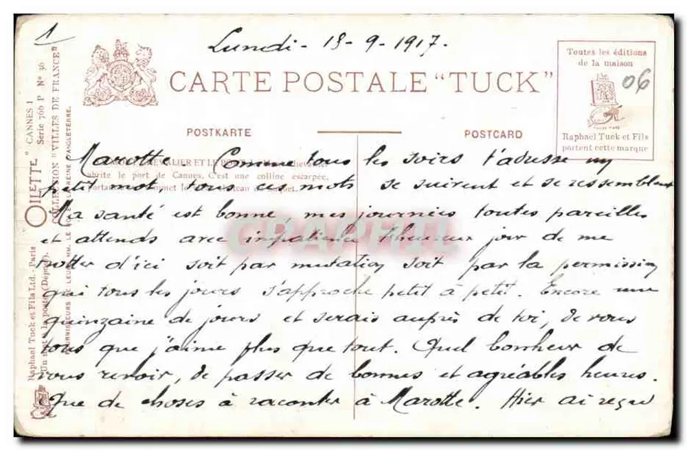 CANNES — MONT CHEVALLIER UND DER HAFEN — Gilette - Rückseite