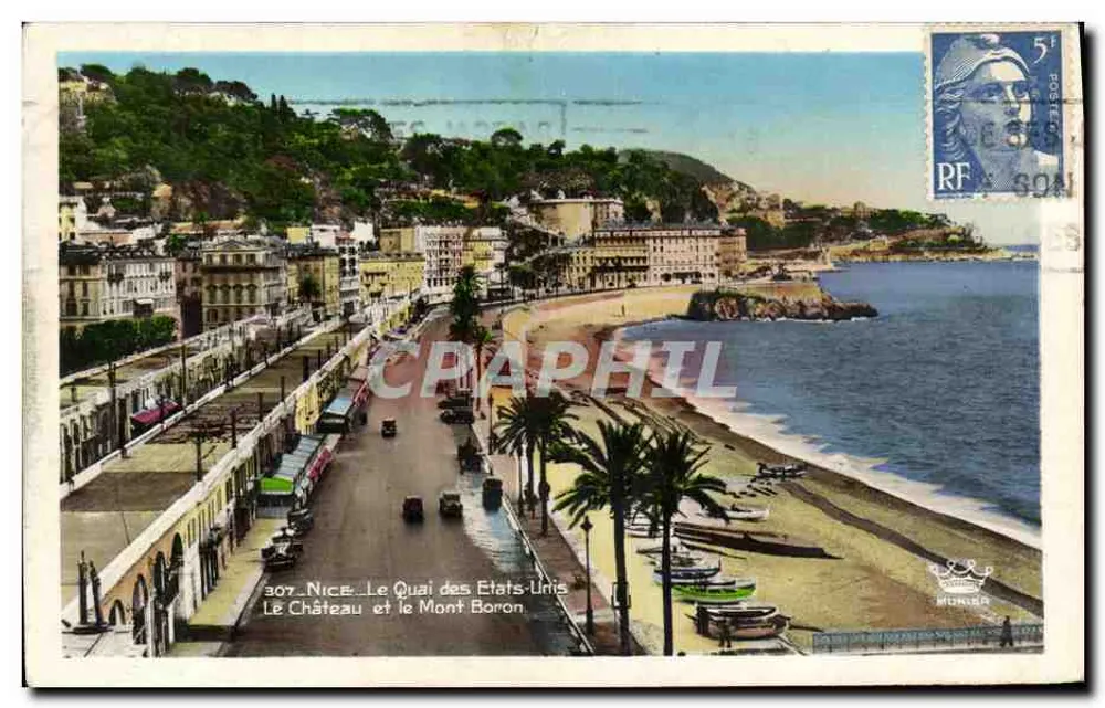 Nice - Le Quai des États-Unis und der Mont Boron — Éditions d'Art Munier, n° 307 - Vorderseite