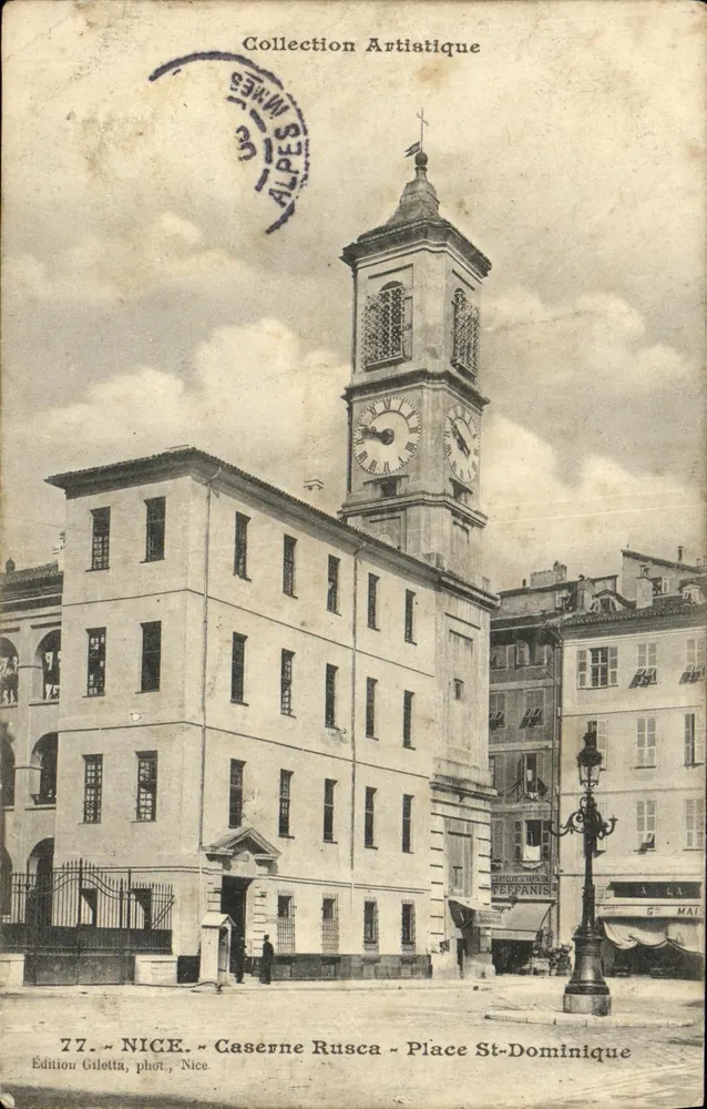 Caserne Rusca — Plac św. Dominika — Wydawnictwo Gileletta, Nice, n°77 - Awers