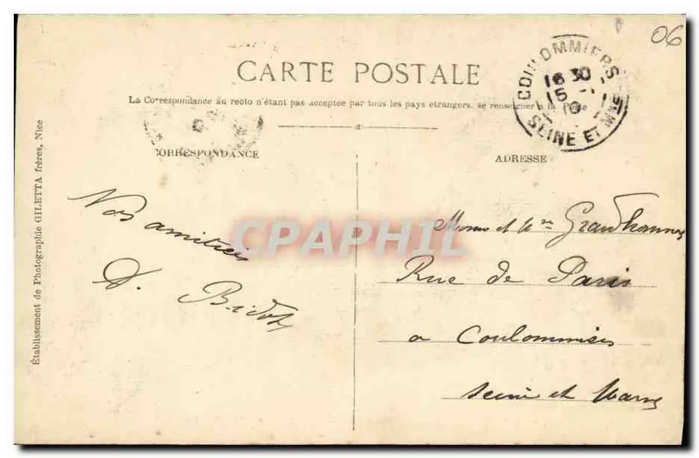 NICE — Das Casino und der Jardin des Palmiers — Edition Gilletta, Foto Nice, Nr. 46 - Rückseite
