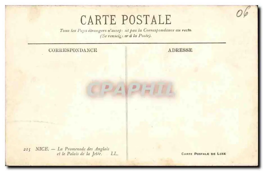 Nice — Die Promenade des Anglais und das Palais de la Jetée — Luxus-Karteikarte - Rückseite