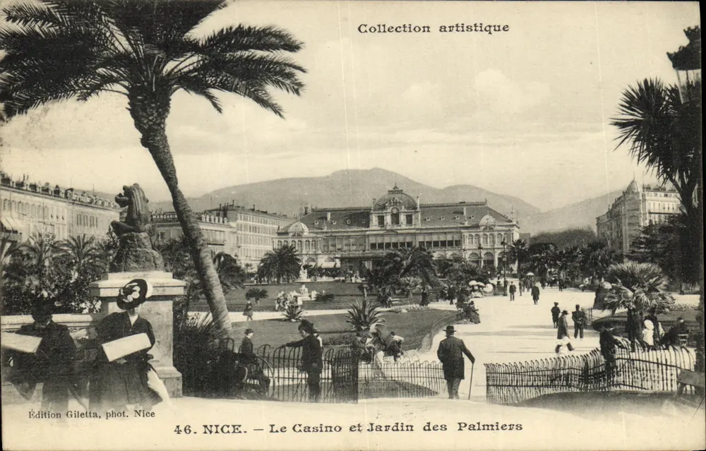 NICE — Ansicht des Casinos und Jardin des Palmiers — Gilelta-Ausgabe, Foto von Nice - Vorderseite