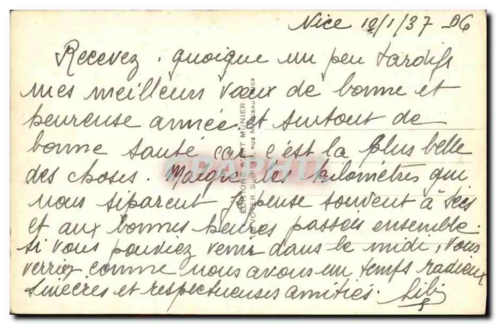 Nice - O Castelo e o Monte Boron — Grand Marnier, editor Munier, n° 306 - Verso