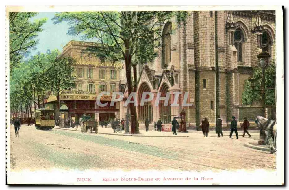 Nice — Kirche Notre-Dame und Avenue de la Gare — anonymer Verlag, Seriennummer nicht sichtbar - Vorderseite