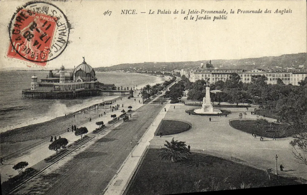 Nizza — Das Palais der Jetée-Promenade, die Promenade des Anglais und der öffentliche Garten — unbekannter Verlag, Nr. 467 - Vorderseite