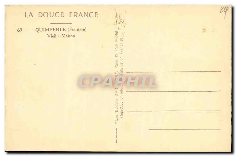 Quimperlé (Finistère) — Velha Casa — Les Éditions d'Art Français - Verso
